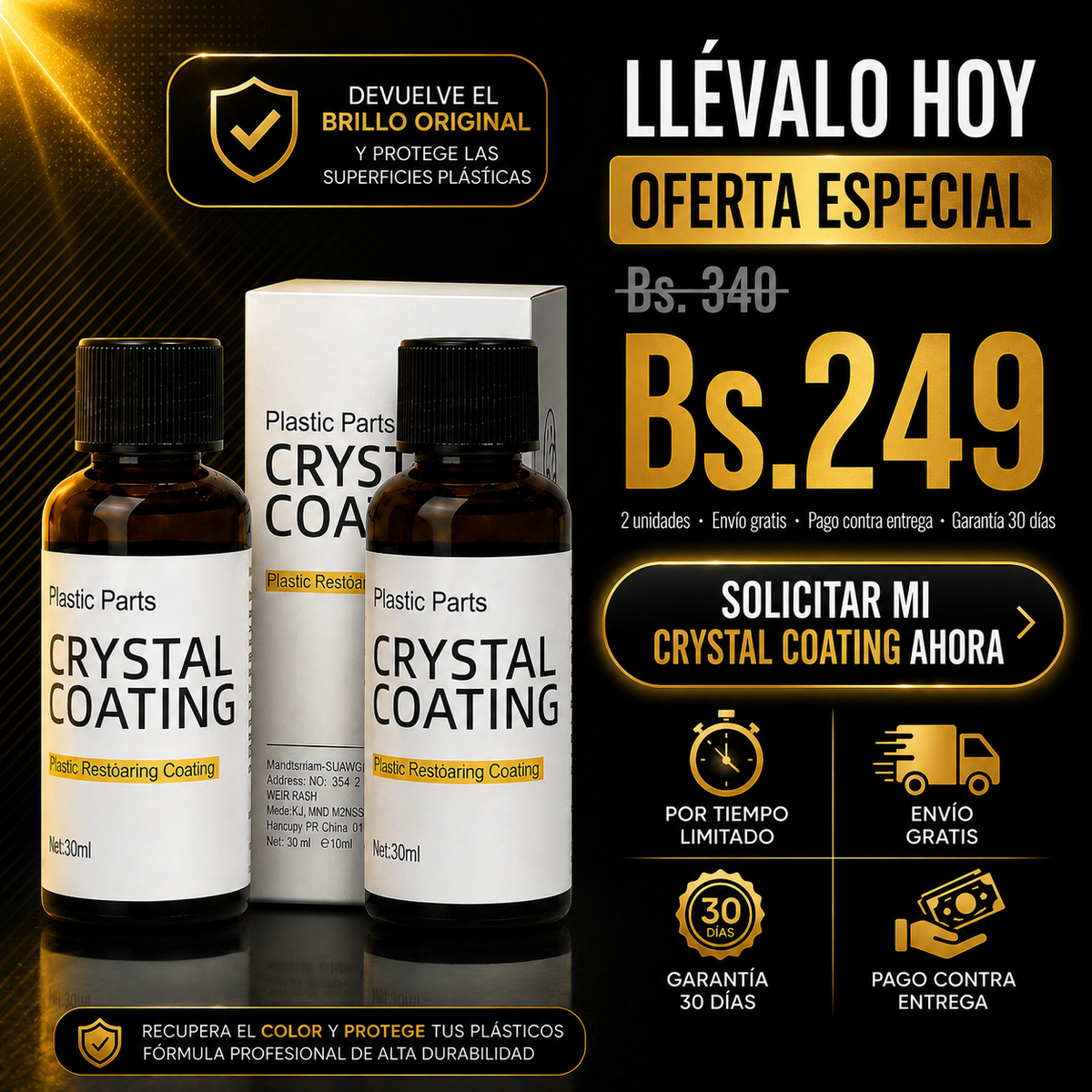 CRYSTAL LINK®.- Restaurador de plásticos profesional para autos